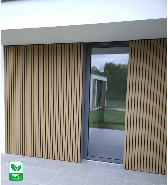 WPC fasadni panel, 219x2900 mm, dve barvi, SVETLI HRAST & ČRNA (0,63 m²)
