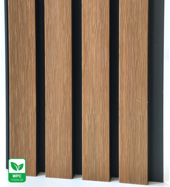 WPC fasadni panel TEAK/ČRNA, BRUŠENA tekstura, 219x2900 mm, dvobarvni (0,63 m²)