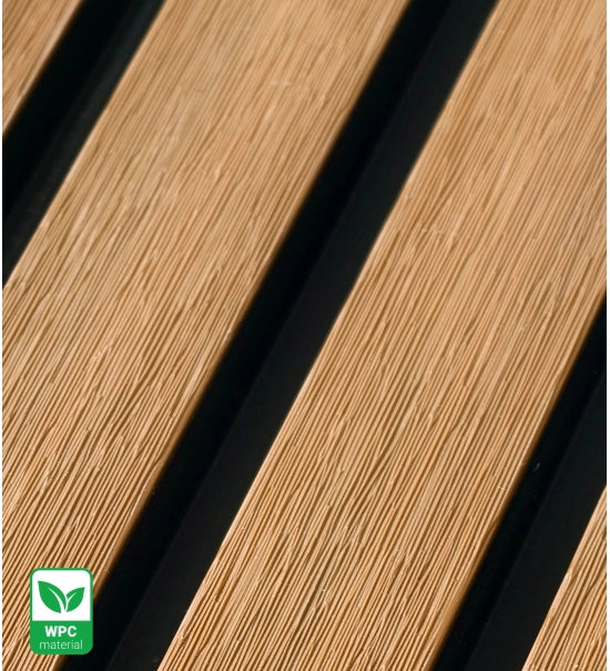 WPC fasadni panel TEAK/ČRNA, BRUŠENA tekstura, 219x2900 mm, dvobarvni (0,63 m²)