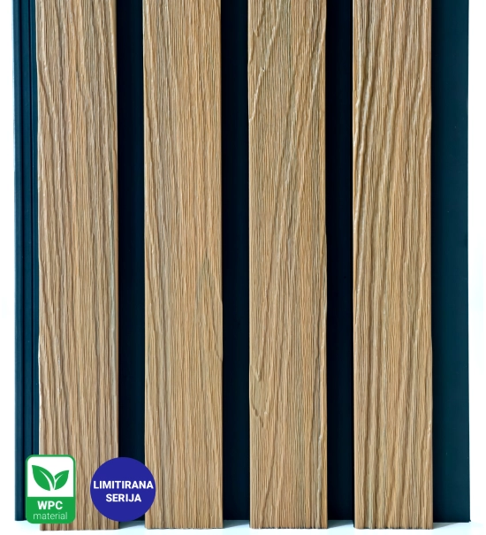WPC fasadni panel TIK/ČRNA, tekstura LESNA STRUKTURA 2K26, 219x2900 mm, dvobarven (0,63 m²)