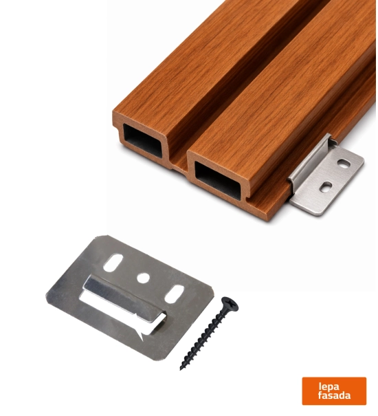 Kovinske sponke za WPC fasadne panele (20 kos) + vijaki