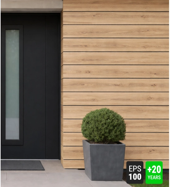 Fasadni panel, imitacija lesa, SVETLI HRAST RUSTIK, 120x50x2 cm, stiropor (0,60 m²)