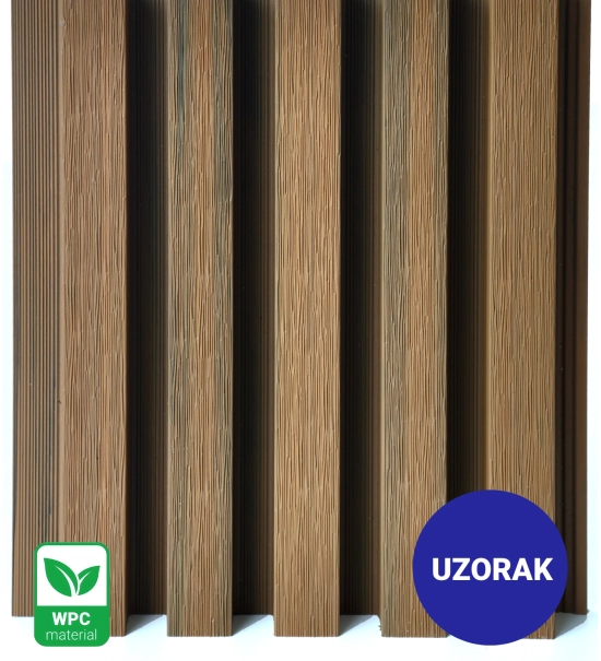 [VZOREC] WPC fasadni panel TEAK TWIX MINI, 5 lamel, 217x2900 mm, brušena tekstura