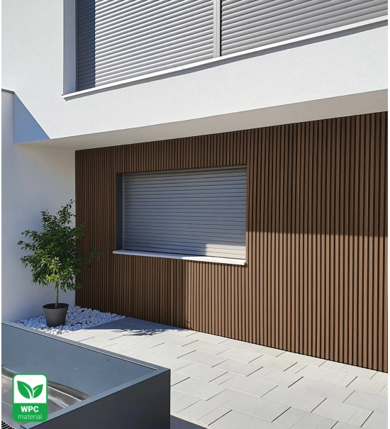WPC fasadni panel TEAK TWIX MINI, 5 lamel, 217x2900 mm, brušena tekstura