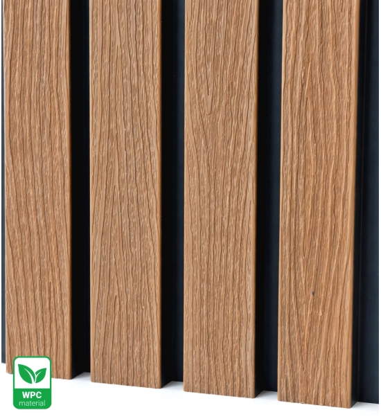 WPC fasadni panel TEAK/ČRNA, 219x2900 mm, dvobarvni (0,63 m²)