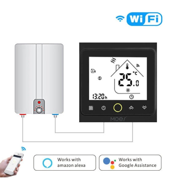 Wi-Fi pametni termostat, regulator temperature, vodni/plinski bojler, LCD zaslon na dotik 5A