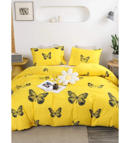 Posteljnina 140x200, BUTTERFLY, 3 delna, rumena z metulji