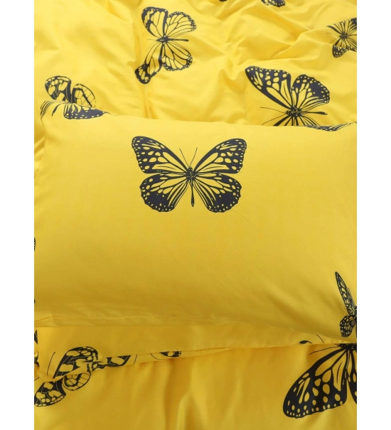 Posteljnina 160x200, BUTTERFLY, 3 delna, rumena z metulji
