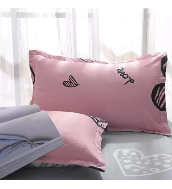 Posteljnina 180x200, PINK HEARTS, 3 delna, roza s srčki