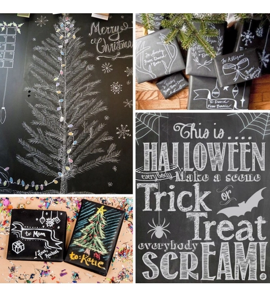 Samolepilna folija tipa "šolska tabla" za stena za otroško sobo 45x200 cm