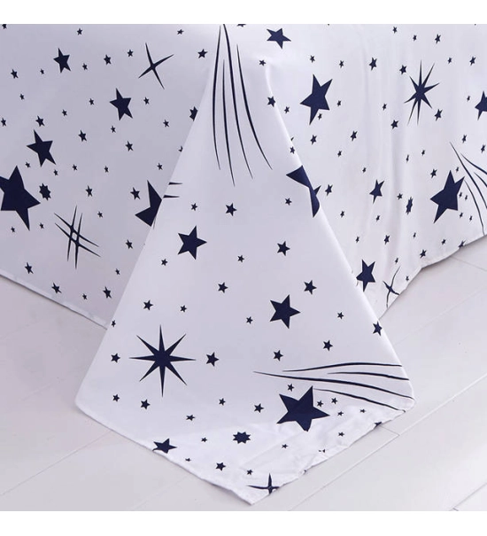 Posteljnina 160x200, 3 delna, temno modra, s planeti